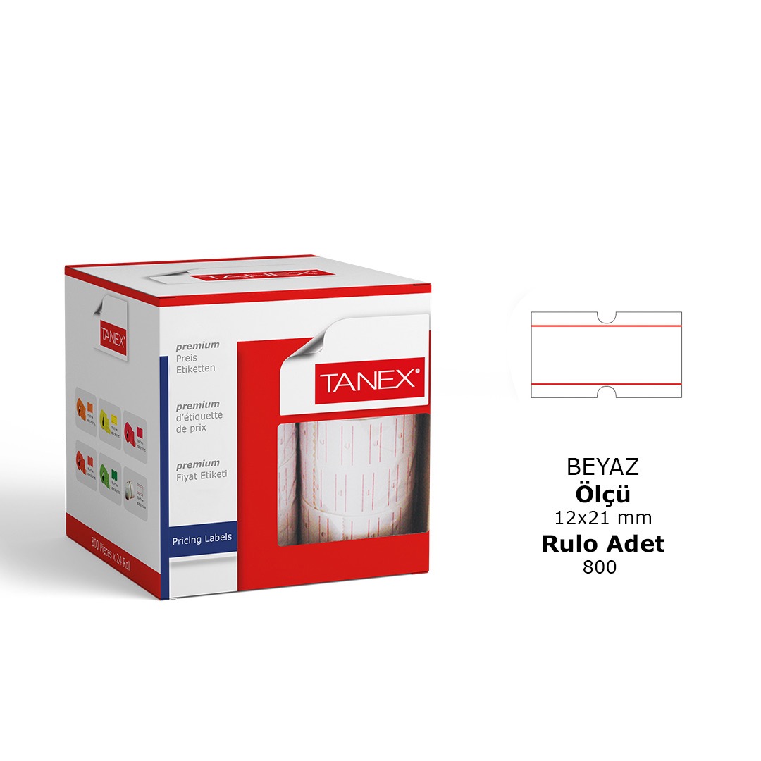 TANEX ÇİZGİLİ FİYAT ETİKETİ BEYAZ 24'LÜ *24