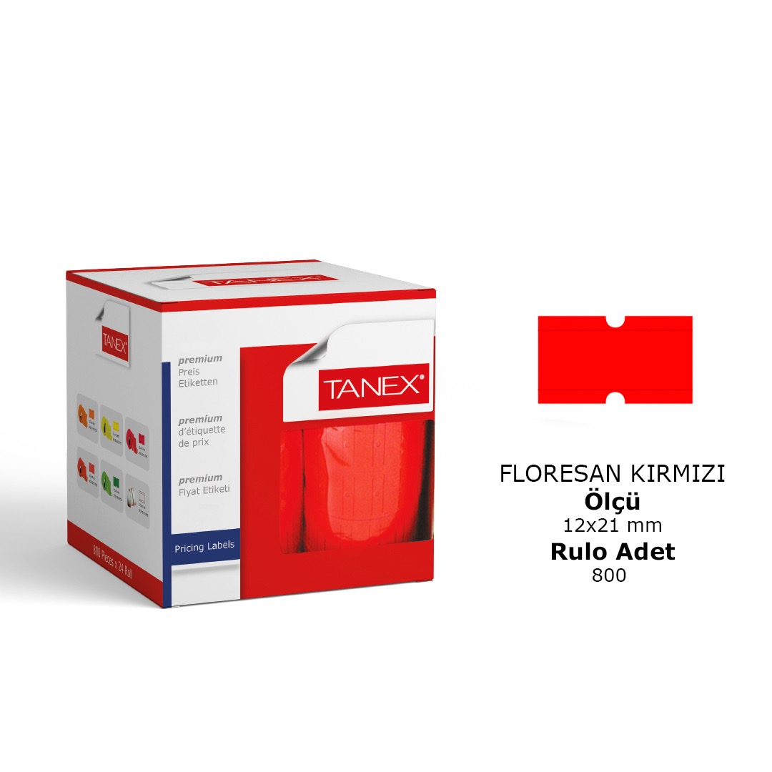 TANEX 5308 ÇİZGİLİ FİYAT ETİKETİ KIRMIZI 24'LÜ *24