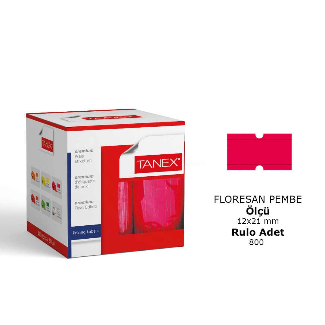 TANEX 5908 ÇİZGİLİ FİYAT ETİKETİ PEMBE 24'LÜ *24