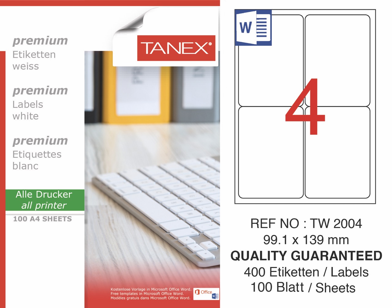 TANEX TW-2004 LAZER ETİKET 99,1X39MM 100'LÜ *20